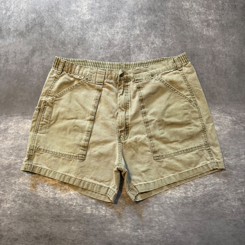 Hook & Tackle Beer Can Island Fishing Shorts Mens 36 Green Khaki Cotton Utility